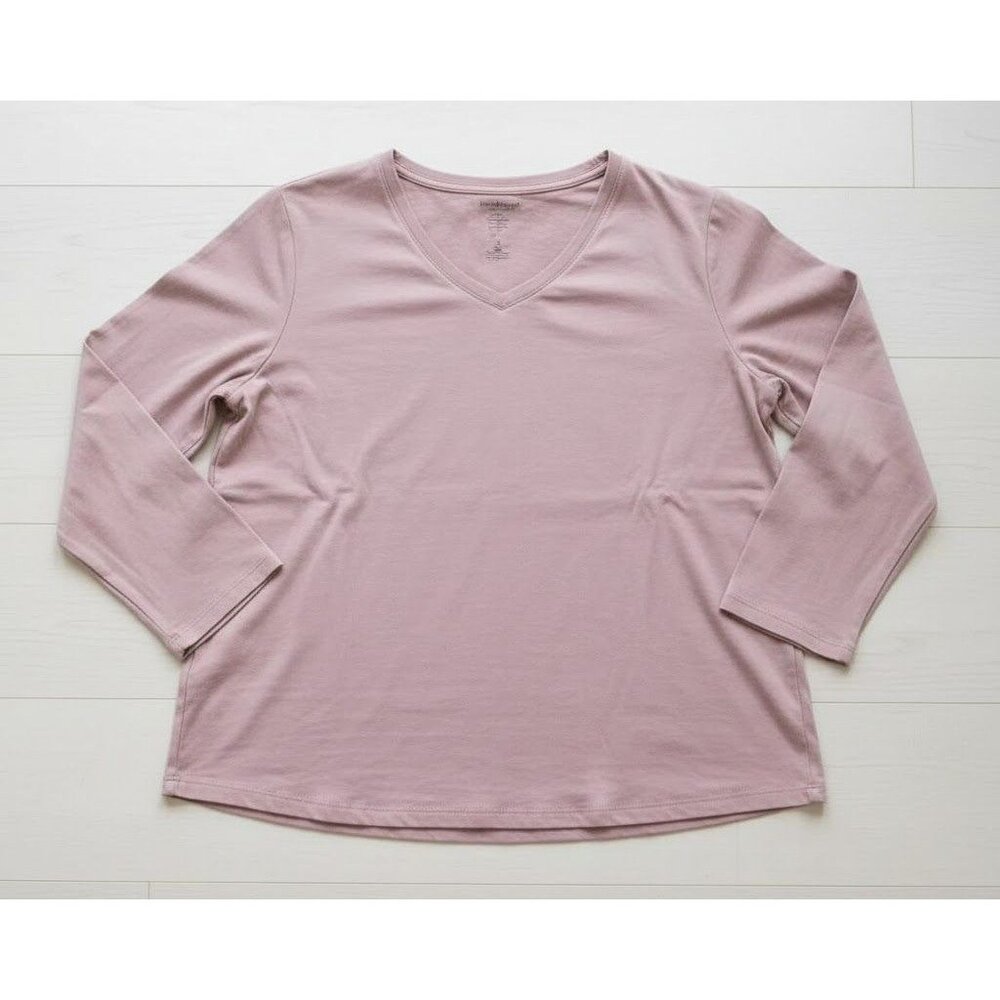 Motherhood long sleeve v-neck maternity top pink 2X